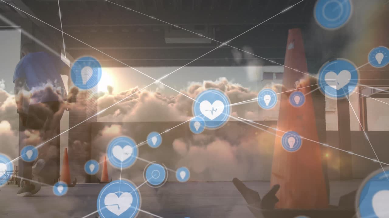 축구를 하는 아프리카계 미국인 남성에 대한 데이터 처리의 애니메이션