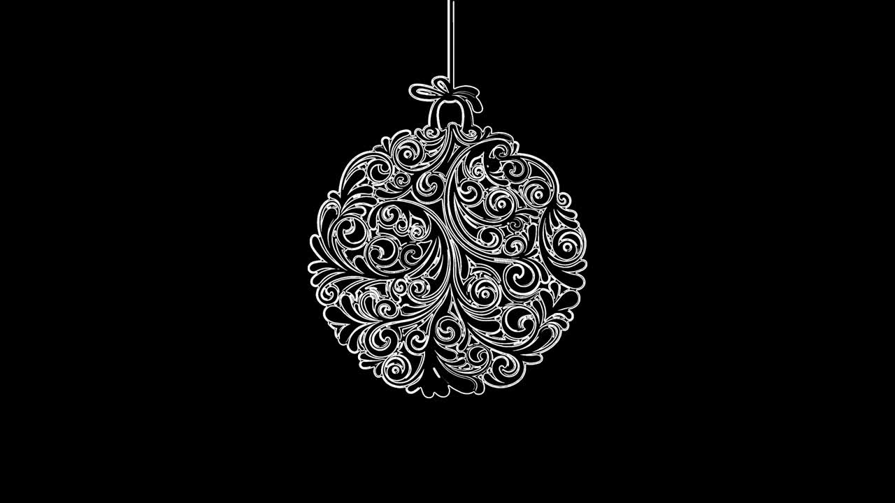 Animation of Christmas white balls seamless moving neon lines. 2D animation on a Christmas theme close-up 4K video .