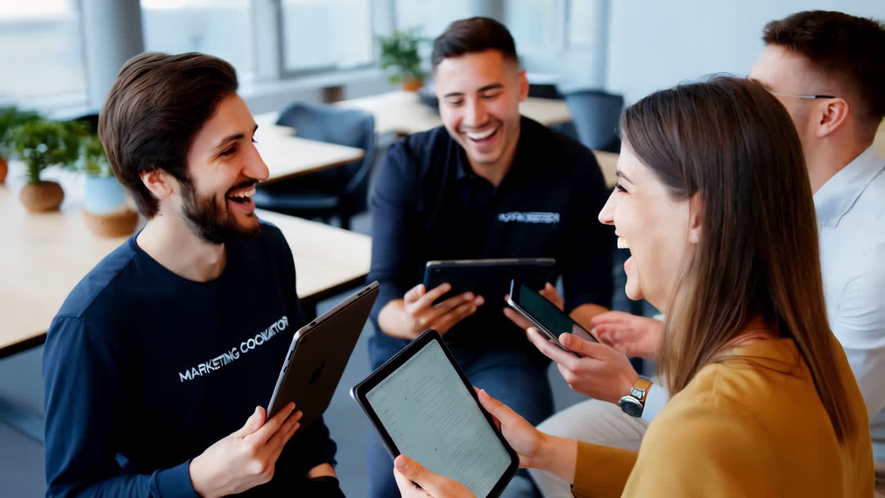 equipo de negocios feliz en la reunión