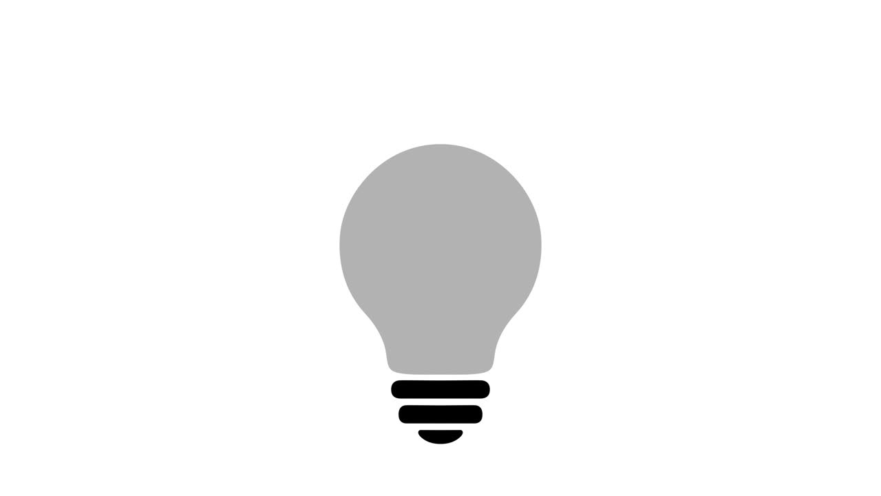 Lamp bulb with lightning, turns on and off, simple flat icon, colors – yellow, red, green. Animated idea, energy, power sign.