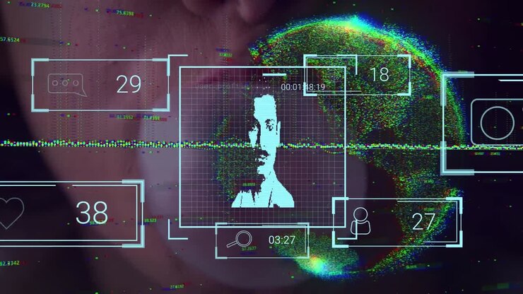 Animation of data processing with diverse people and globe over close up of caucasian woman