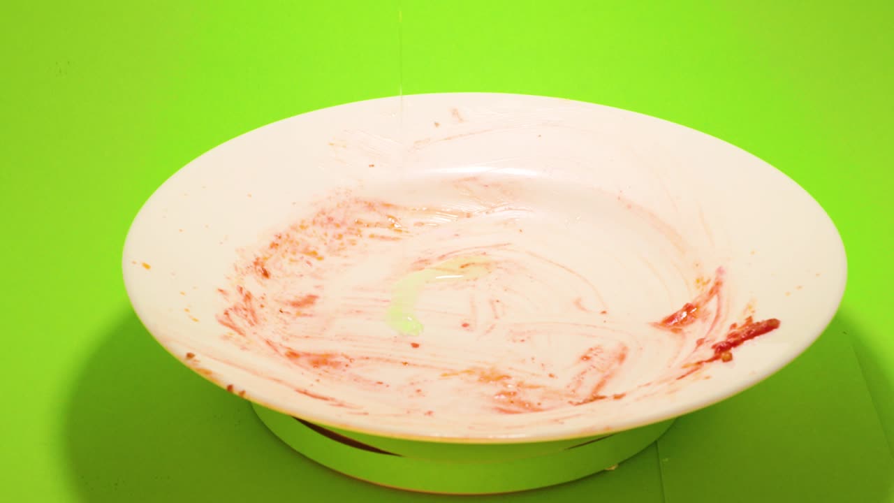 dirty plate dish wazh isolated chroma key cleanser concept