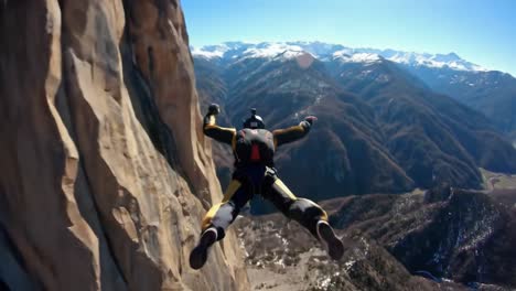 skydiver over mountainous landscape