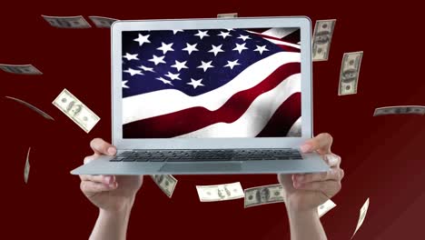 Laptop-showing-American-flag