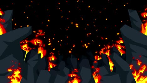 evil abstract animation, apocalyptic hell background, fire flames on spooky wilderness,