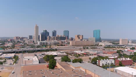 establishing drone shot of fort worth, texas