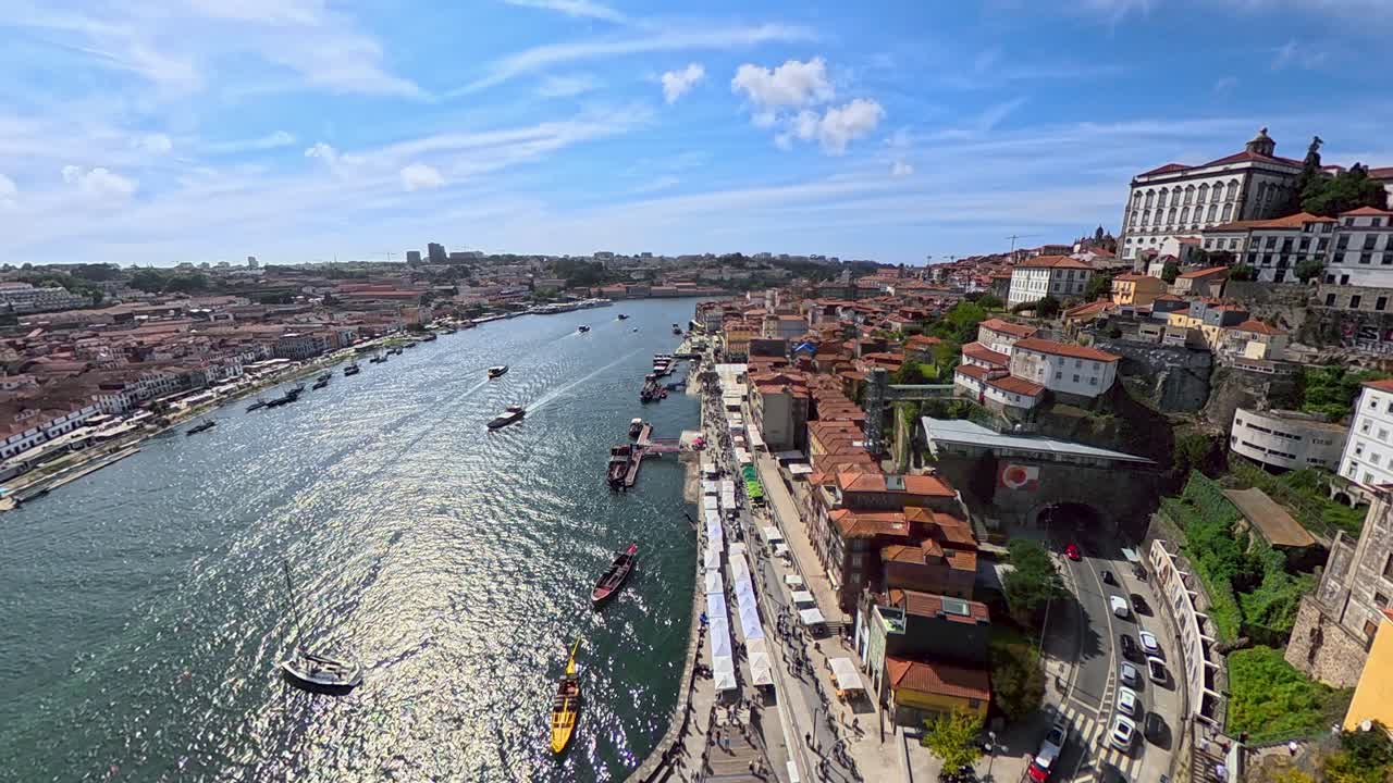 Boats on the Douro River in Porto, Portugal