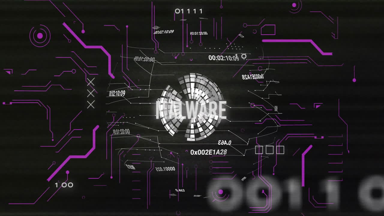 Digital animation of globe with MAXCORE text and binary code elements swirling