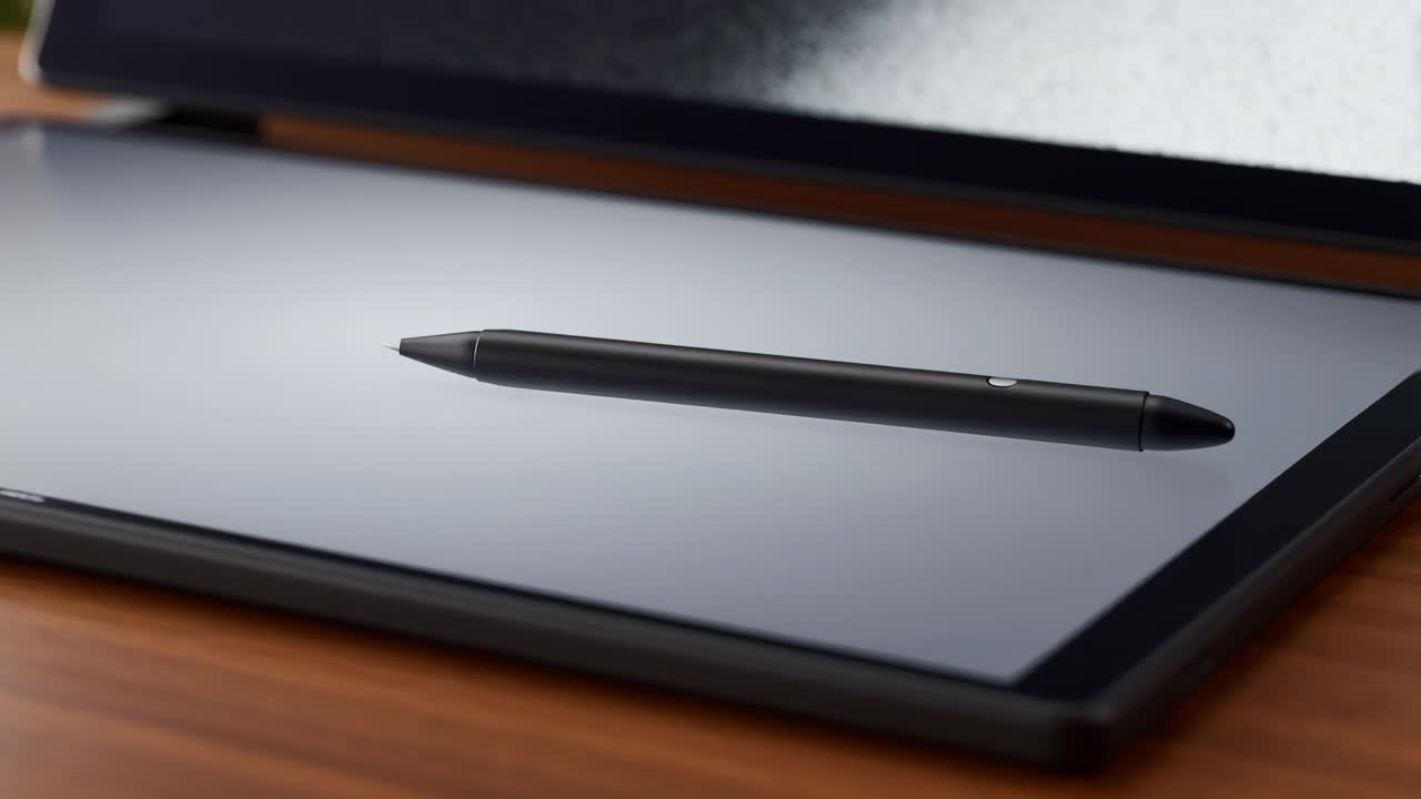 Black Stylus Pen on a Digital Drawing Tablet