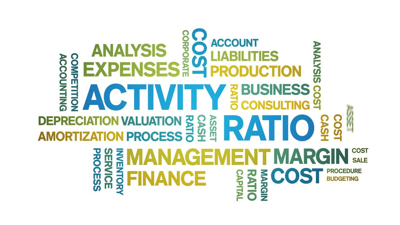 4k Activity Ratio Animated Tag Word Cloud,Text Design Animation seamless loop.