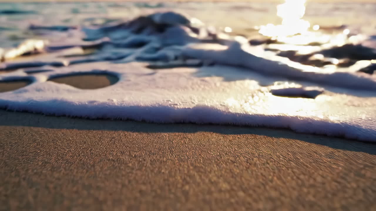 Sunrise or Sunset at the Beach with Foamy Waves