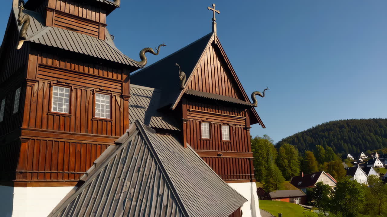 Wooden Church in a Mountainous Village