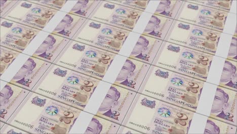 2 billetes de dólar de singapur impresos por una imprenta de dinero