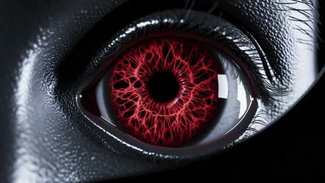 close-up of a glowing red eye