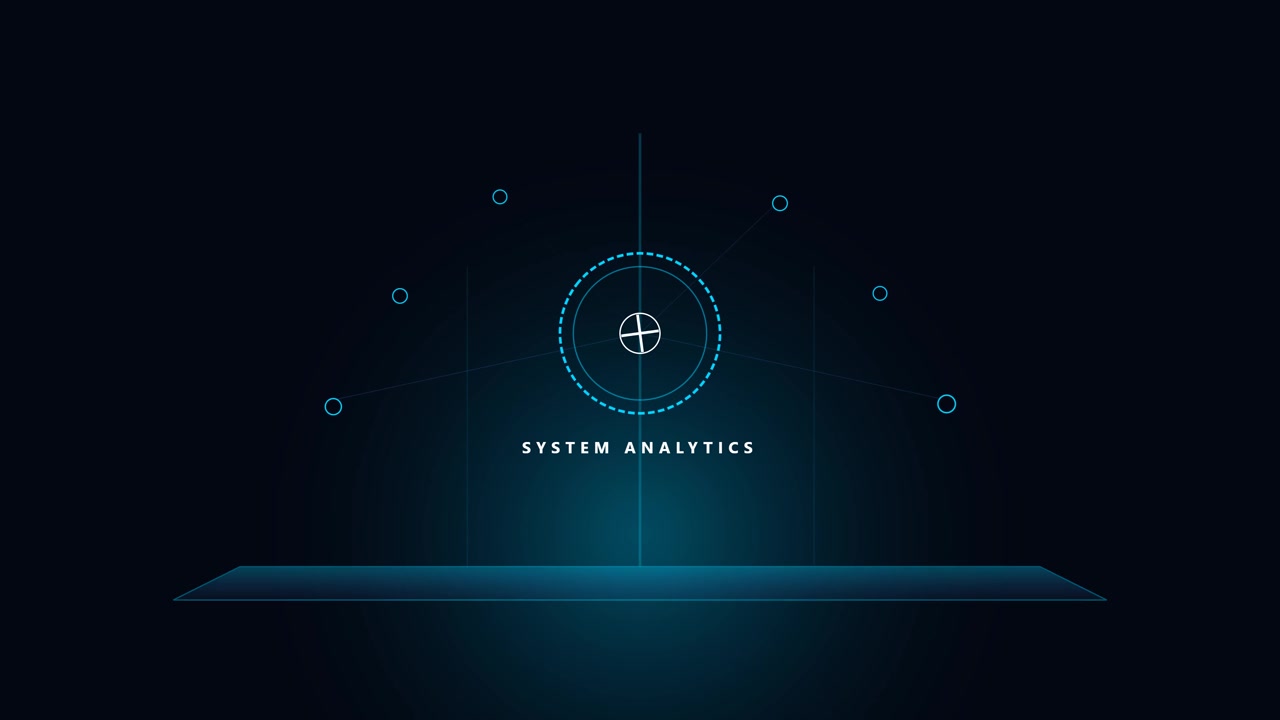 Digital System Analytics Interface with Animated Data Nodes