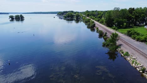 pewaukee lake in waukesha county, wisconsin, usa