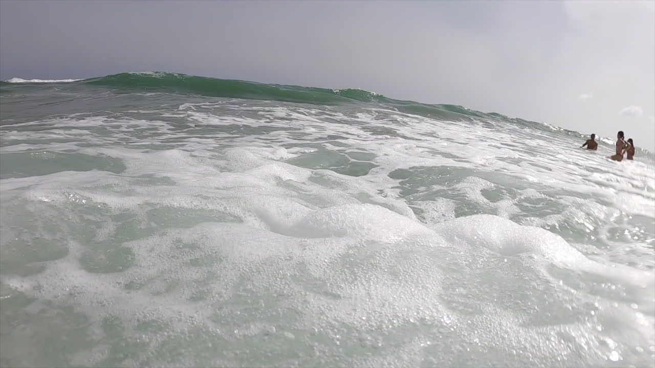 View of the waves and bubbles of the sea