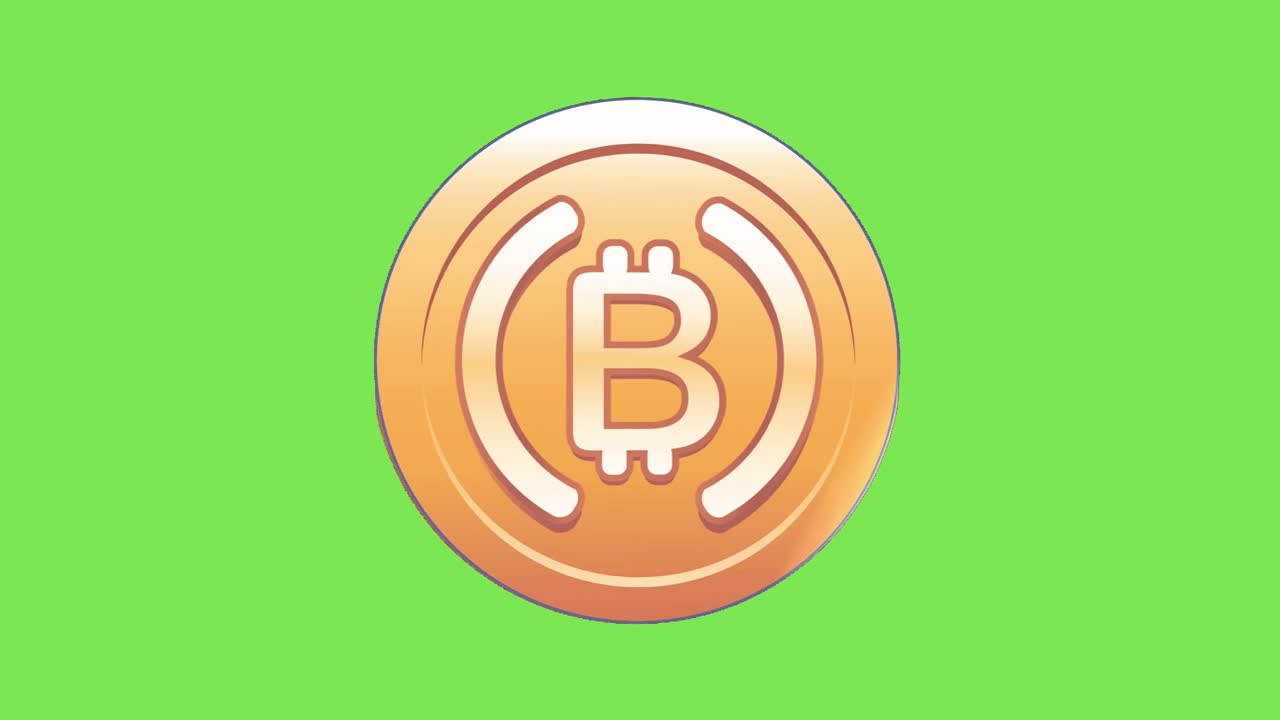 Shiny Bitcoin Cryptocurrency Spinning Animation Green Screen