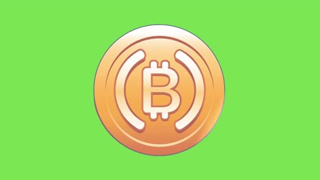 brillante pantalla verde de animación giratoria de criptomoneda bitcoin