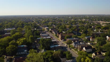 aerial flight over homes in low income neighborhood