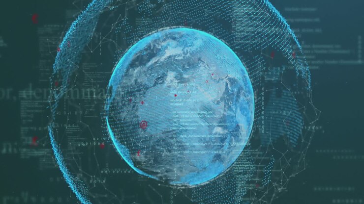 Animation of data processing over globe
