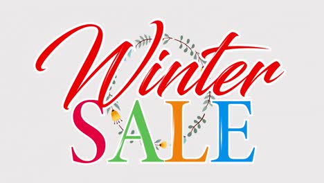 animation of winter sale text over flowers moving in hypnotic motion