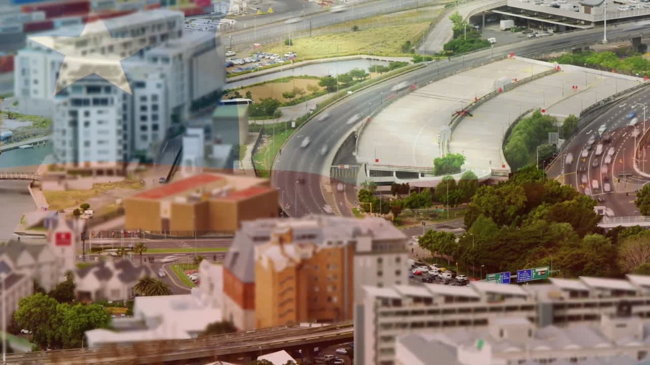 Creating miniature cityscape with tilt-shift effect, showcasing roads and buildings