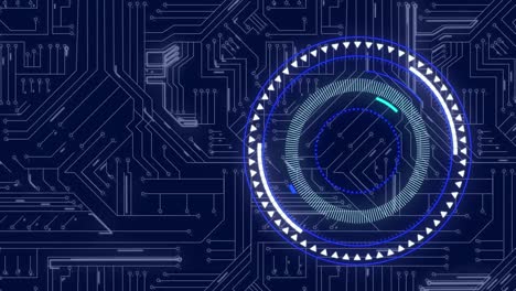 Animation-of-circular-scope-scanning-over-computer-motherboard-on-black