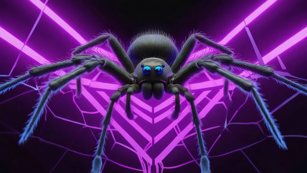 Cartoon Spider with Neon Glow