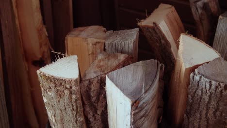 firewood in buckets from top, closeup