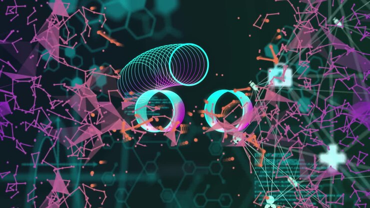 Animation of network with icons and data processing