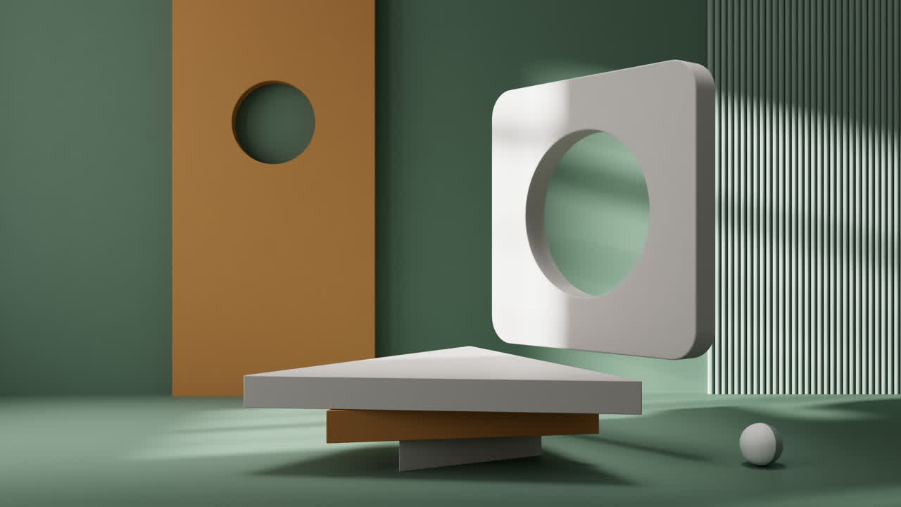 3d 렌더링으로 기하학 내부 배경을 가진 빈 무대