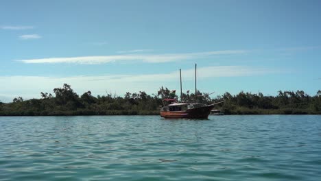 pirate ship in the deep blue ocean near mauritius