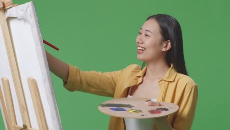 woman painting on easel