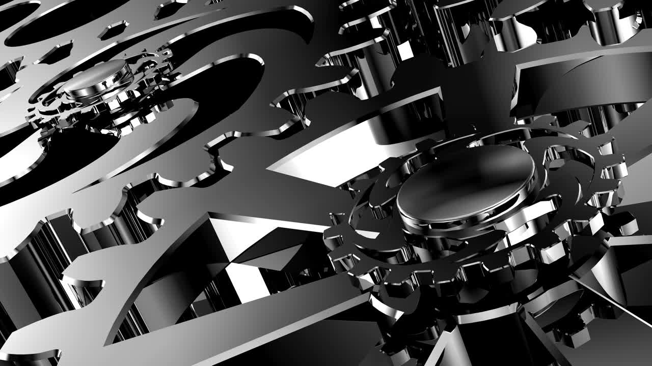 프레젠테이션을 위해 회전하는 금속 기어를 가진 세련된 비즈니스 배경