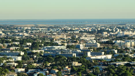 montpellier from above: a harmonious blend of urban structures and verdant
