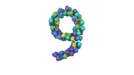 easter egg themed font  number 9