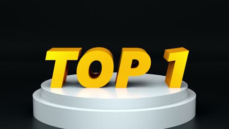 phrase top 1 on a pedestal. computer graphics. 3d rendering of the background. concept of victory, achievement, glory