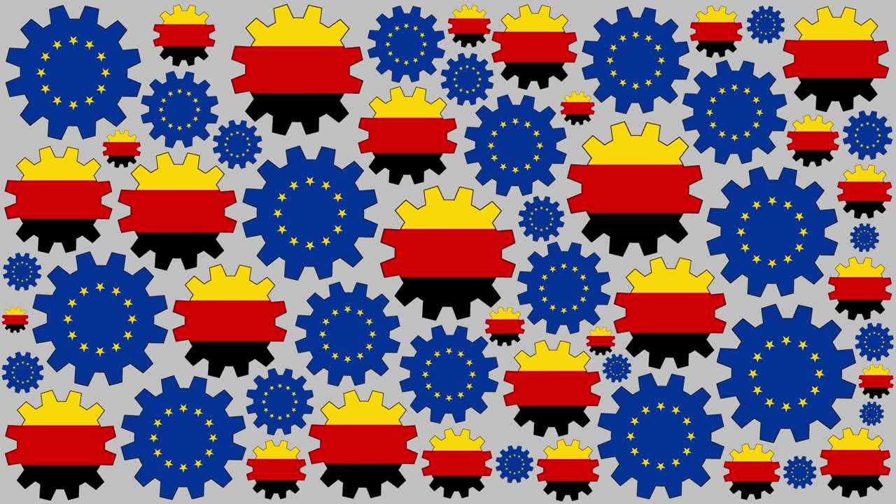 유럽과 독일 발 기어 회전 배경