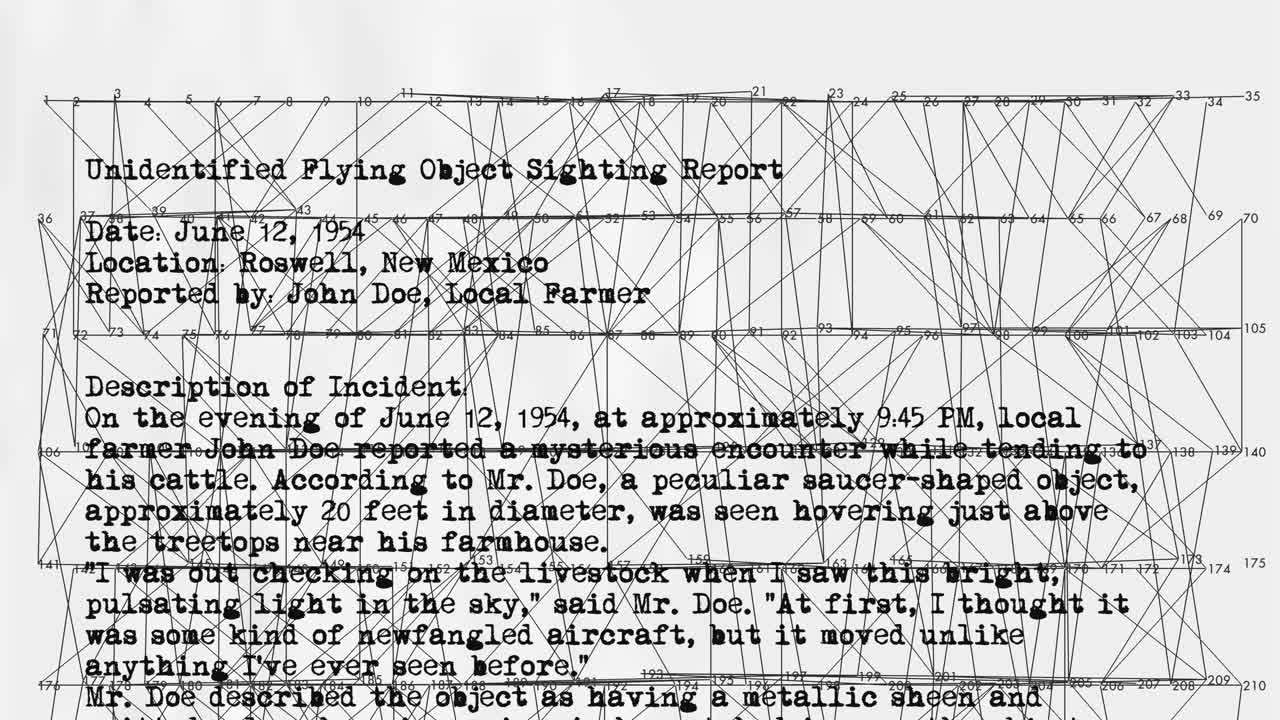 Stylised UFO file auto censorship on futuristic digital mapping display