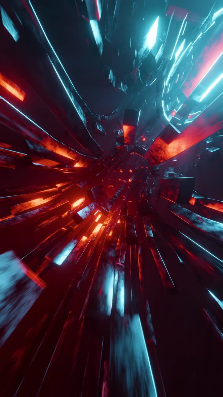 volando a través de un túnel en el espacio exterior. video en bucle vertical