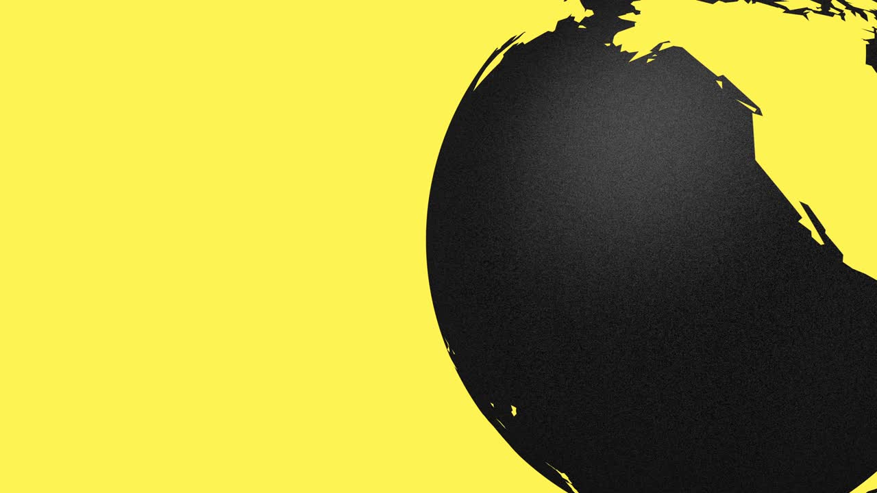 경고 검은 행성 지구는 축을 중심으로 회전한다 노란색 추상적인 배경