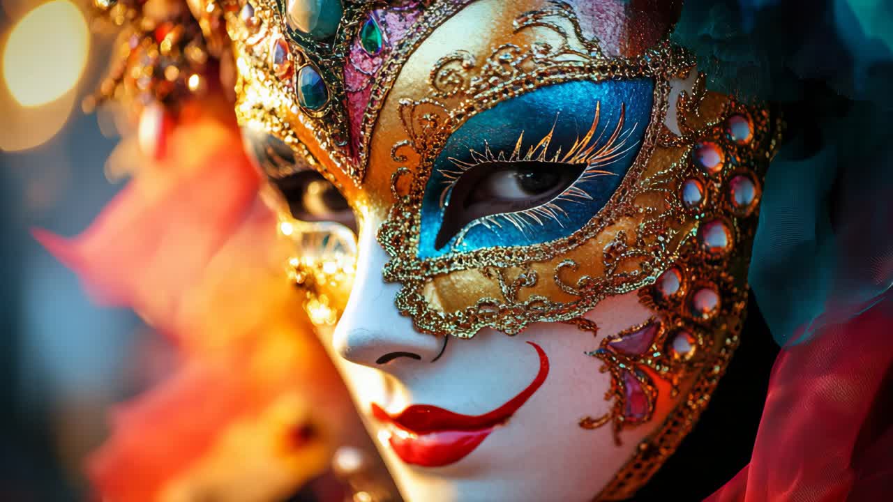 Primo piano di una maschera di Carnevale veneziana
