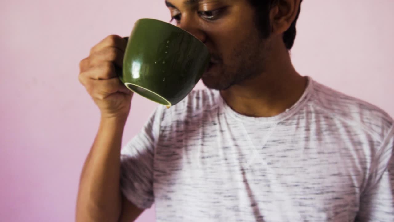 Man drinking bad coffee and Spitting coffee