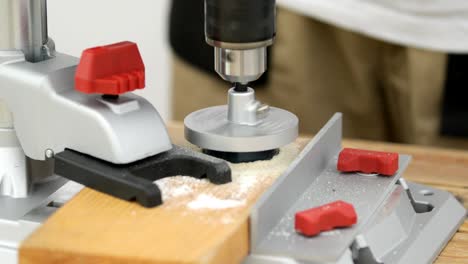 circular hole saw drill bit in action, close-up