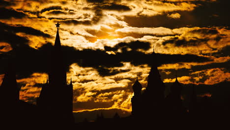 silhouette of the kremlin at sunset