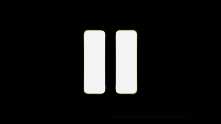 Intentional noise distortion glitch effect: an icon of the pause function in a video or another media