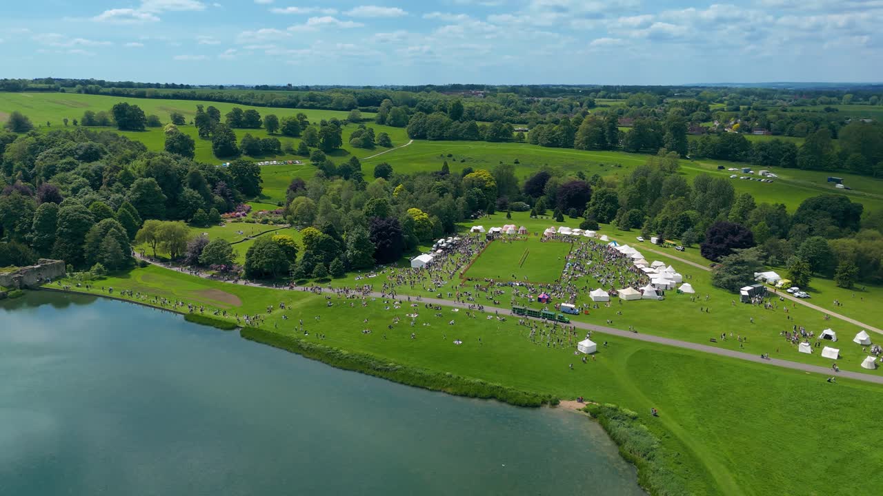 Aerial, United Kingdom landmarks, medieval fighting challenge homage