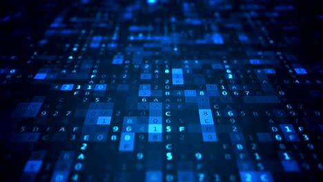 algoritmo que opera con números hexadecimales. concepto de tecnología. animación en bucle.