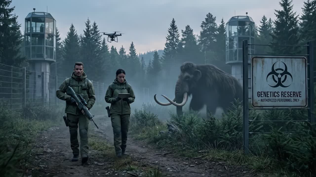Scientists with Drone and Rifle Monitor a Woolly Mammoth